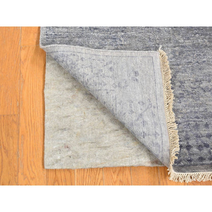 2'6"X5'10" Gray Broken Zoroastrian Design Silk Hand Knotted Runner Rug