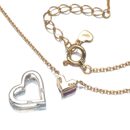 Star Jewelry Necklace Mysterious Heart Ruby 0.18Ct 2Way 18K Wg/Rg