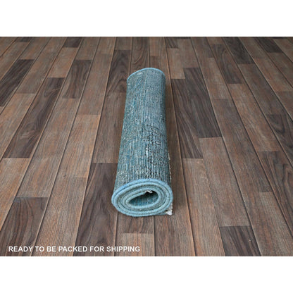 2'3"X6'2" Blue Overdyed Vintage Zoroastrian Hand Knotted Wool Runner Rug