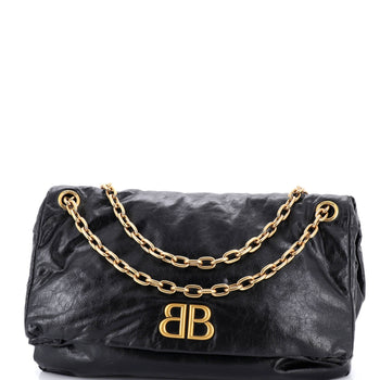 Balenciaga Monaco Chain Flap Shoulder Bag Leather Large