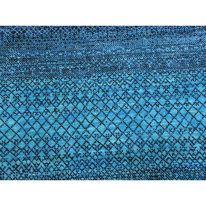 10'X14'1" Blue Chiaroscuro Collection Hand Knotted Wool Oriental Rug