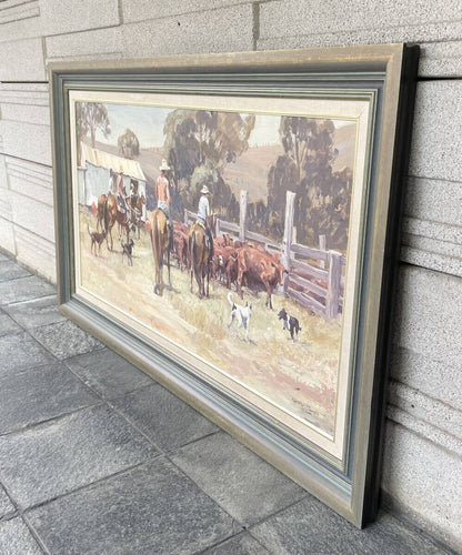 Robert Lovett (Australian) 56In Original Oil Painting End Of The Rounder Framed