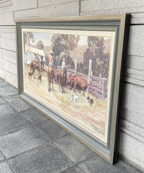 Robert Lovett (Australian) 56In Original Oil Painting End Of The Rounder Framed
