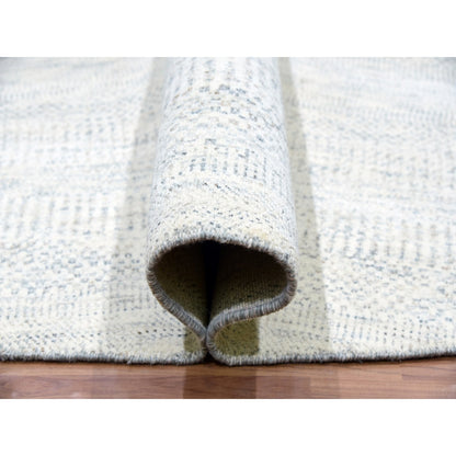 12'X12' Mushroom Gray Wool Hand Knotted Grass Design Round Oriental Rug