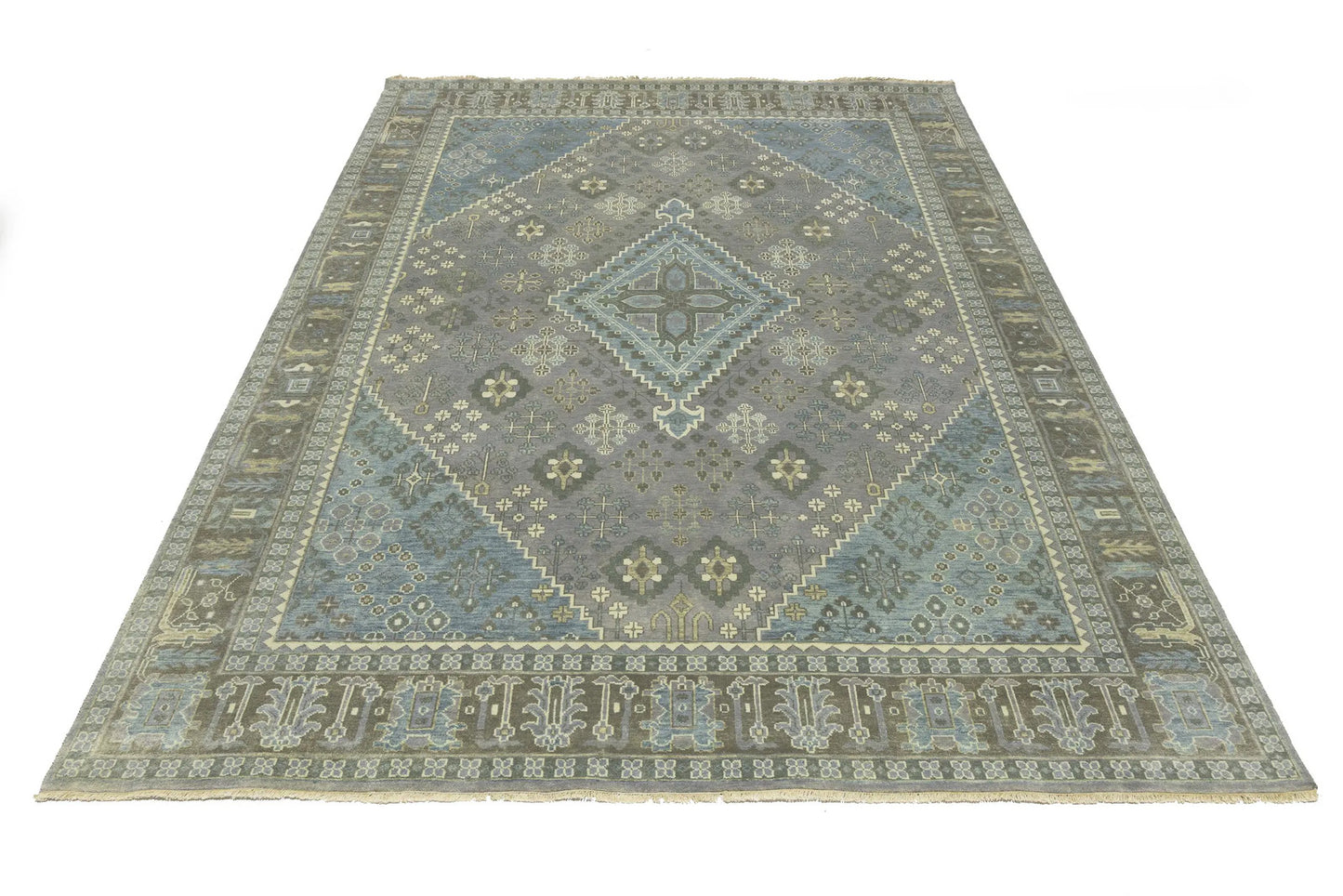 Handmade 9x12 ft Tribal Geometric Oriental Rug Muted Color Carpet