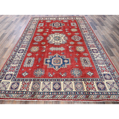 6'X9' Red Afghan Special Kazak Medallions Design 100% Wool Hand Knotted Rug