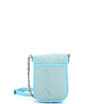 Chanel Flap Clutch With Chain Quilted Denim Mini