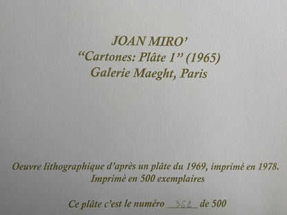 Joan Mir Lithograph Coa Maeght Hand Numbered