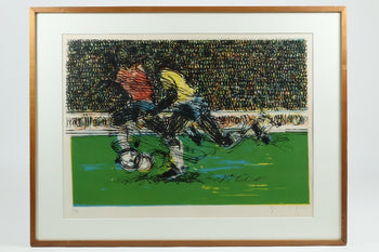 Jos Zaragoza (Brazil) Signed Original Lithograph Soccer 47/50 Sports Art Framed