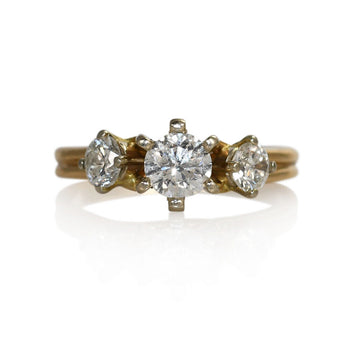 14K Yellow Gold 3 Diamond Ring, .85Tdw, 3.3G