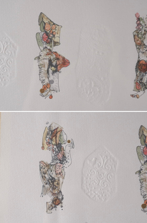 Ho Lebadang Procession Embossed Lithograph Ea Signed Dedication W/ Case 73Cm