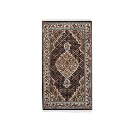 3'2"X5'6" Black Wool And Silk Fish Design Tebraz Mahi Hand Knotted Rug