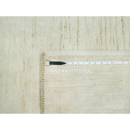 5'X5' White Thick And Plush Plain Design Wool Hand Knotted Rug