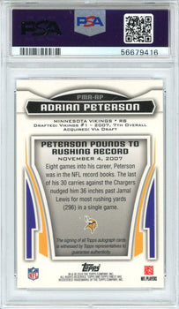 Adrian Peterson Autographed 2010 Topps Finest Moments Card #Fmaap (Psa Mint 9/9)
