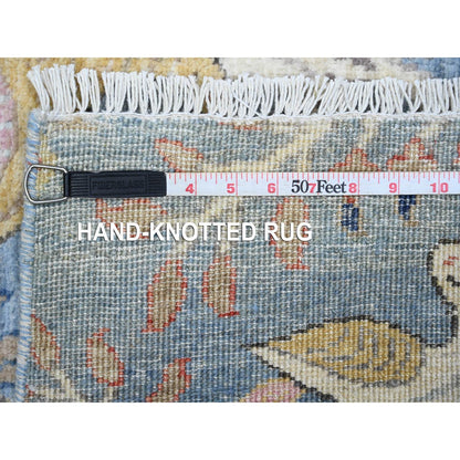 5'X14'8" Blue Hand Knotted Wool Tree Of Life Peshawar Wide Runner Rug