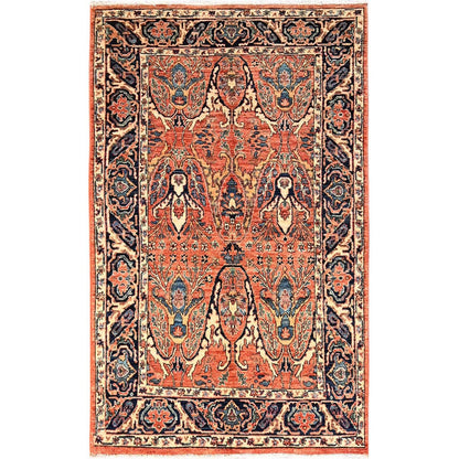 4'X6'7" Rust Orange Bijar Garus Design High Mountain Wool Hand Knotted Rug