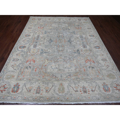 8'1"X9'10" Gray Bijar Garus Design Hand Knotted High Mountain Wool Rug