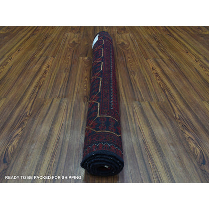 3'4"X4'9" Red Afghan Khamyab Soft And Shiny Wool Hand Knotted Rug