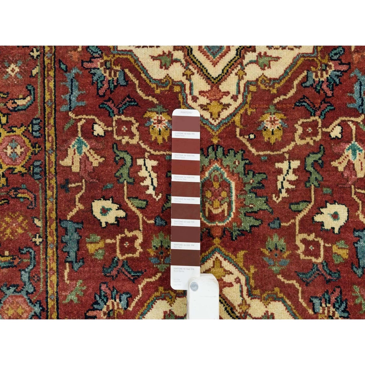 2'6"X10'1" Red Hand Knotted Fine Heris Re-Creation Wool Runner Rug