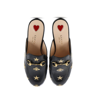 Gucci Women'S Princetown Mules Embroidered Leather
