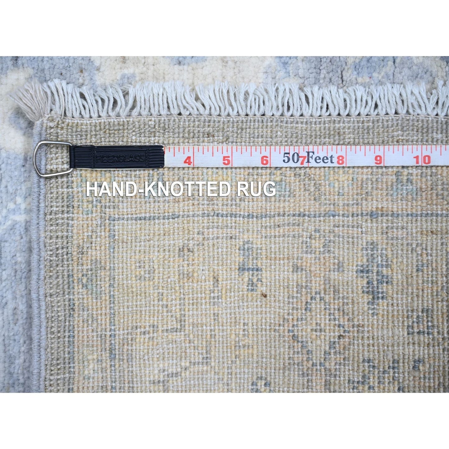 3'10"X6' Silver Gray Stone Washed Peshawar Soft Wool Hand Knotted Rug