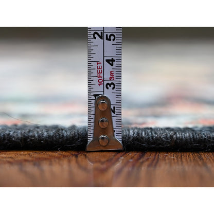 6'7"X9'5" Black Afghan Angora Oushak Pop Of Color Wool Hand Knotted Rug