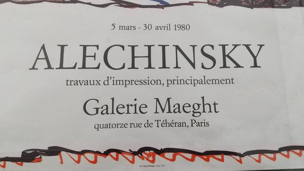 Pierre Alechinsky 1980 Galerie Maeght Exhibition Poster Framed Vintage France