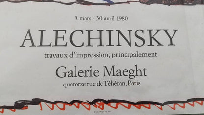 Pierre Alechinsky 1980 Galerie Maeght Exhibition Poster Framed Vintage France