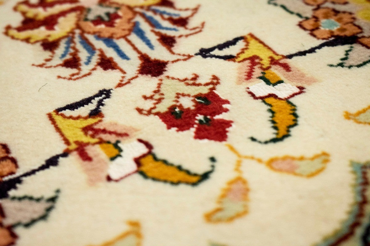 Extra Fine Hand-Knotted Floral Kork Wool & Silk Round Rug Oriental Carpet 5X5 ft