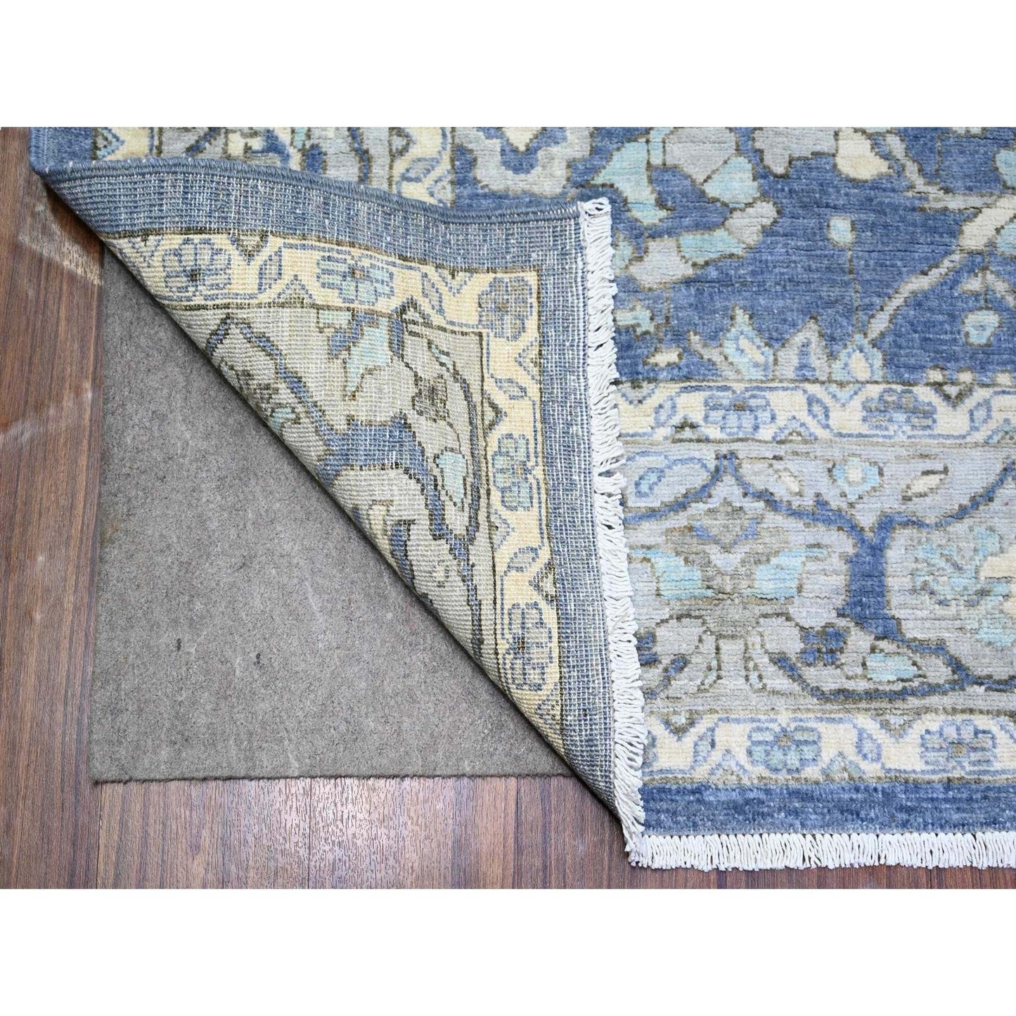 6'2"X8'10" Queen Blue Finer Peshawar Extra Soft Wool Hand Knotted Rug