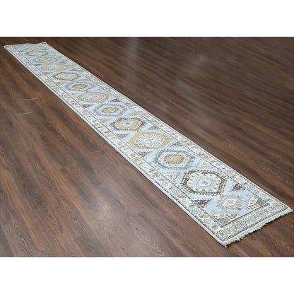 2'9"X18' Gray Wool Handknotted Zoroastrian Village Inspired Xl Runner Rug