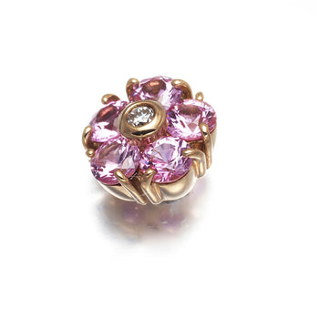 Ponte Vecchio Earrings Pink Sapphire Diamond 0.01Ct Flower Single 18K Pg