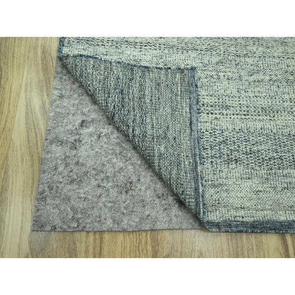 10'X13'10" Teal Blue Pure Wool Rug Oxidized Grass Design Hand Knotted