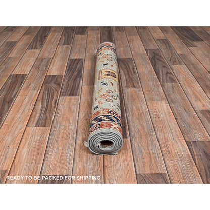 3'X5' Gray Hand Knotted Rug All Wool Armenian Inspired Caucasian Design