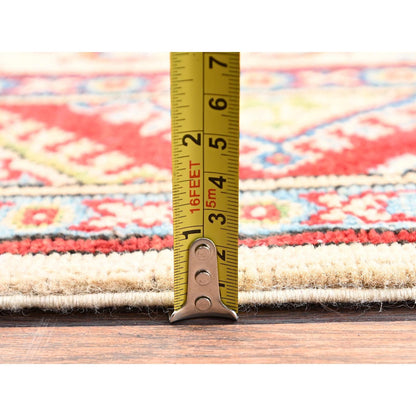 2'9"X15'5" Ivory Hand Knotted Rug Wool Kazak With Geometric Design Runner