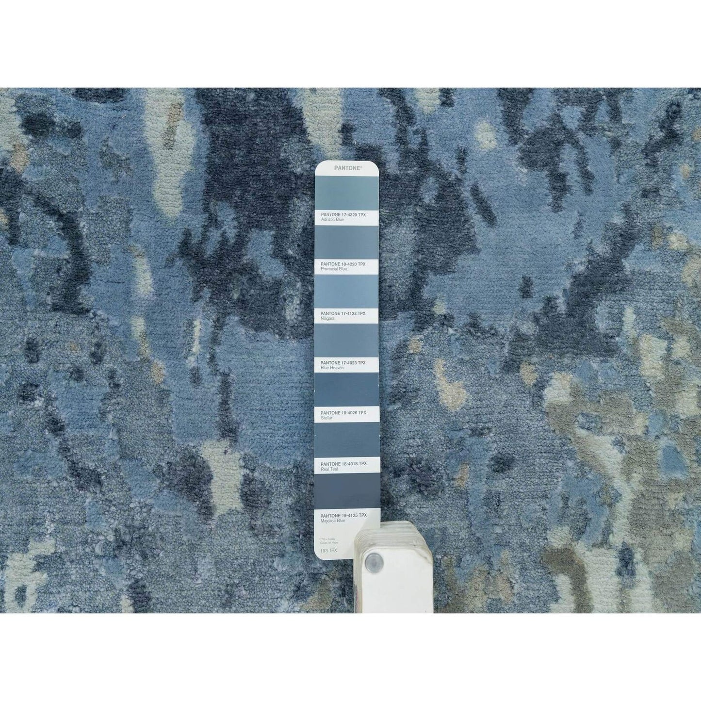 2'6"X8' Yonder Blue Galaxy Design Wool And Silk Hand Knotted Runner Rug