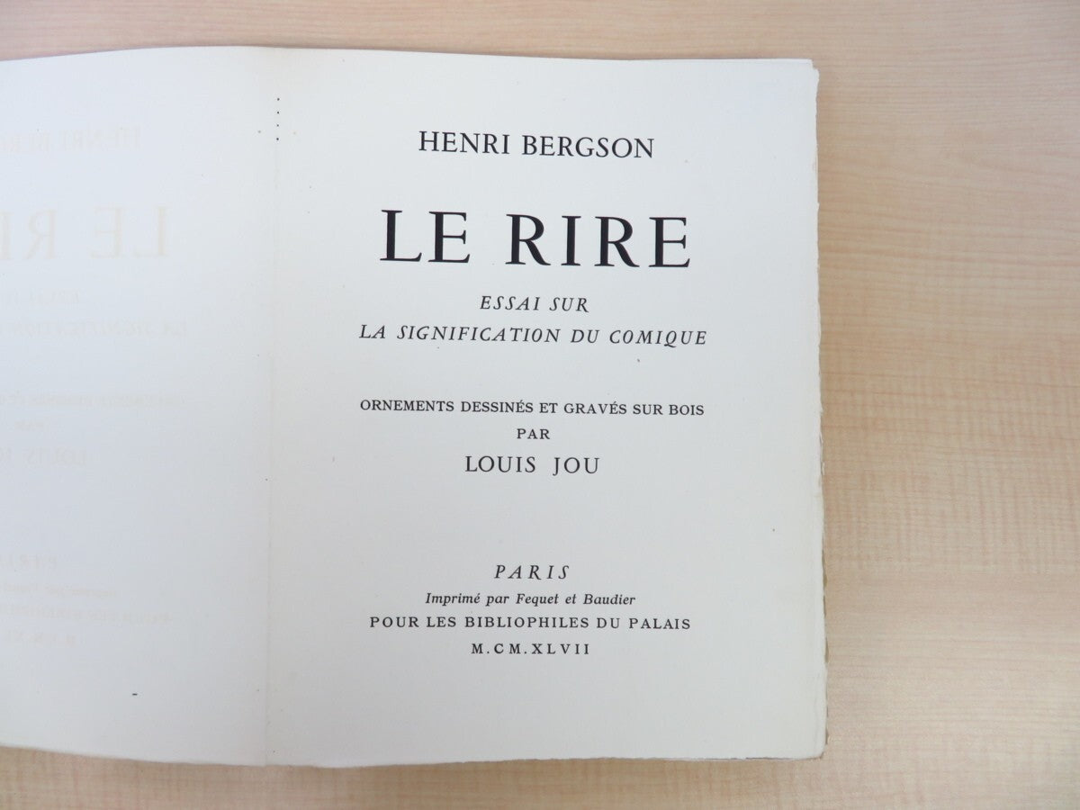Limited Edition 200 - Henri Bergson LE RIRE: Louis Jou Woodblock Prints - 1947