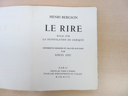 Limited Edition 200 - Henri Bergson LE RIRE: Louis Jou Woodblock Prints - 1947