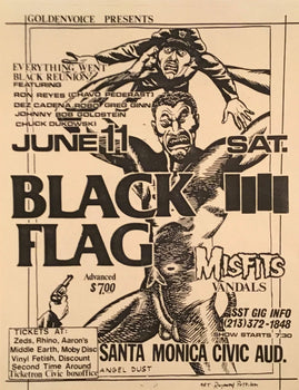 Black Flag Vintage Concert Poster Misfits Vandals Santa Monica Civic Aud