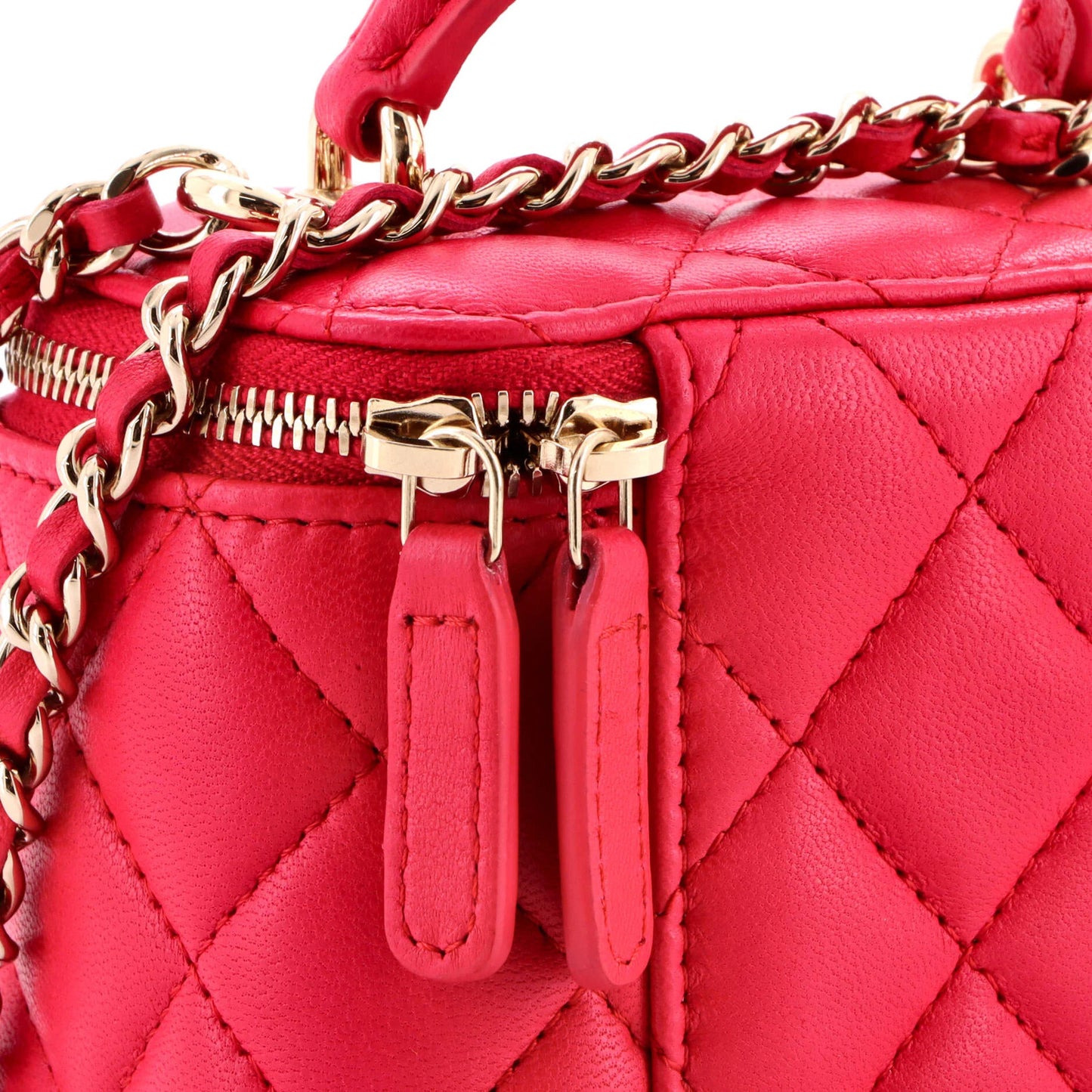 Chanel Classic Top Handle Vanity Case With Chain Quilted Lambskin Mini