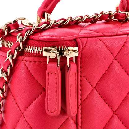 Chanel Classic Top Handle Vanity Case With Chain Quilted Lambskin Mini