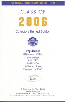 Troy Aikman 1St Day Cover Envelope (Jsa)