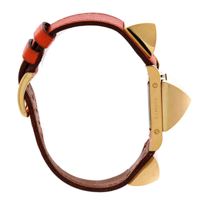 Hermes Medor Quartz Watch Plated Metal And Leather 23