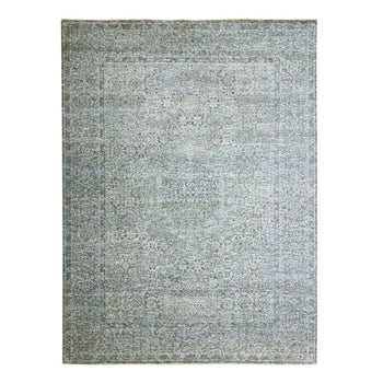 9'X12' Blue 14Th Century Influence Mamluk Design Hand Knotted Wool Rug