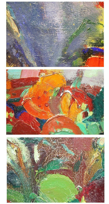 Paul Collomb Original Oil Painting Le Bocal De Confiture Flowers Still Life