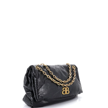 Balenciaga Monaco Chain Flap Shoulder Bag Leather Large