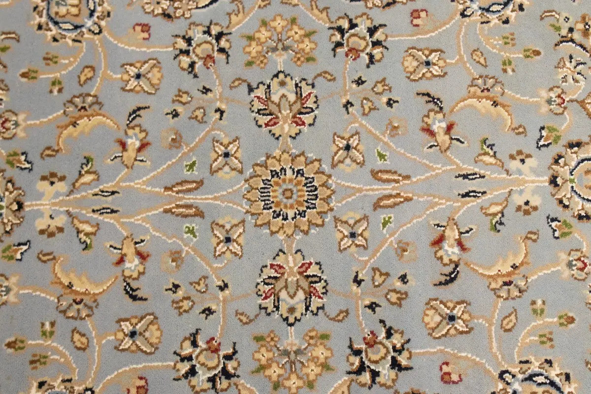 Oriental rug carpet floral blue light handmade entryway foyer 4x6 ft