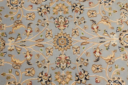 Oriental rug carpet floral blue light handmade entryway foyer 4x6 ft