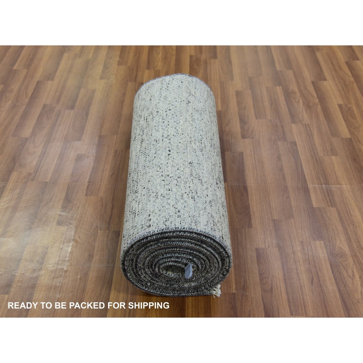 2'6"X18'5" Gray Hand Knotted Pure Undyed Wool Xl Runner Grass Design Rug