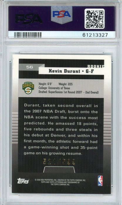 Kevin Durant 2007 Topps Letterman Card #56 (Psa Nm 7)